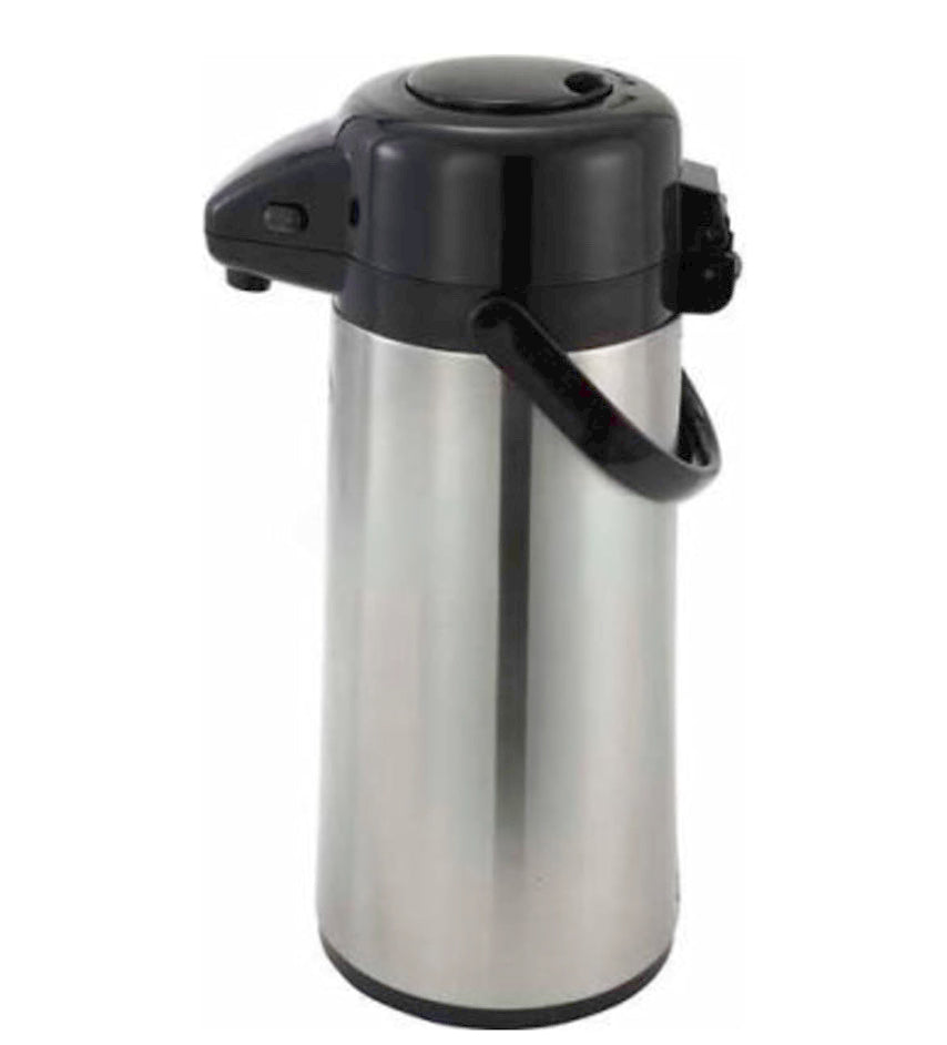 Winco 2.2L Glass Lined Airpot w/Push Button Top, S/S Body
