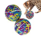 2 Pc Yarn Ball Bells Cat Toys Kitten Puppy Chase Round Play Rattle Colorful 4"