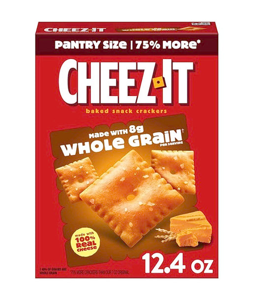 Cheez-It Cheese Crackers, Baked Snack Crackers, Office and Kids Snacks, Made with Whole Grain, 12.4oz Box (1 Box)