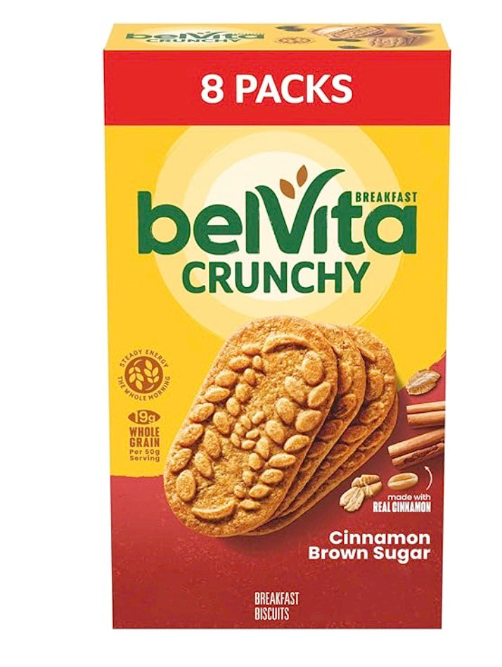 belVita Breakfast Bars Biscuits, Cinnamon Brown Sugar, 8 Packs (4 Biscuits Per Pack)