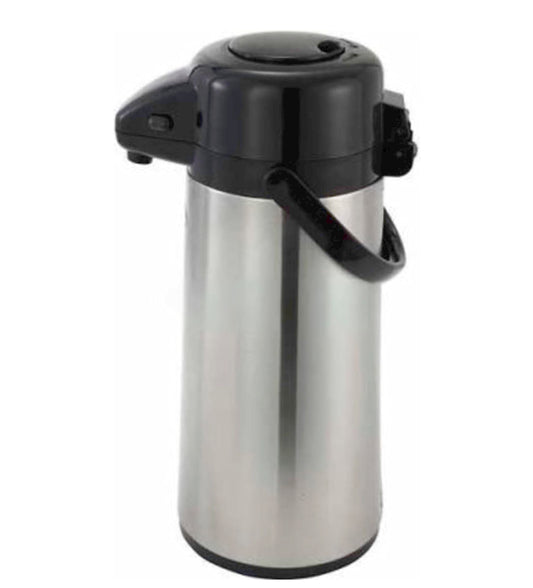 Winco 2.2L Glass Lined Airpot w/Push Button Top, S/S Body