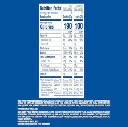 OREO Fudge and White Fudge Covered Chocolate Sandwich Cookies, Holiday Cookies, 1.02 lb Tin